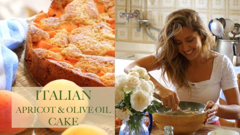 ITALIAN APRICOT & OLIVE OIL CAKE with homegrown fruit in Tuscany, Italy