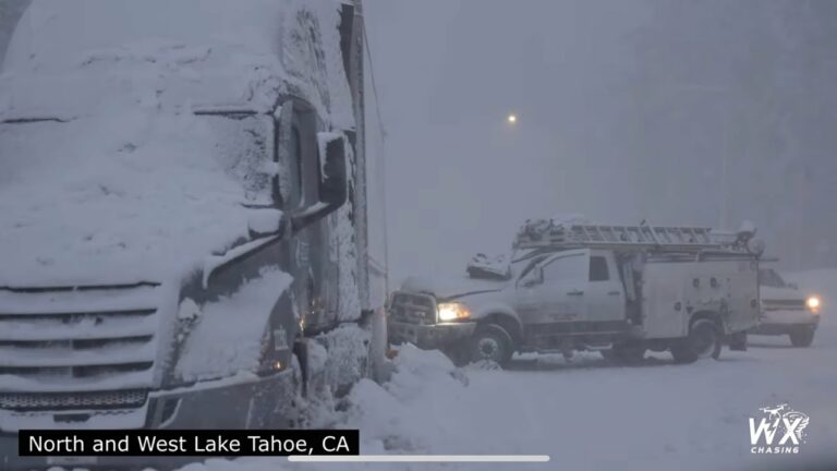 California Winter Storm Traffic  – Lake Tahoe  – Donner Pass – I80 – HWY 50 -snowy wrecks